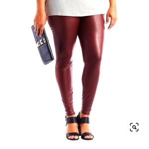 High-waisted faux leather leggings 3X